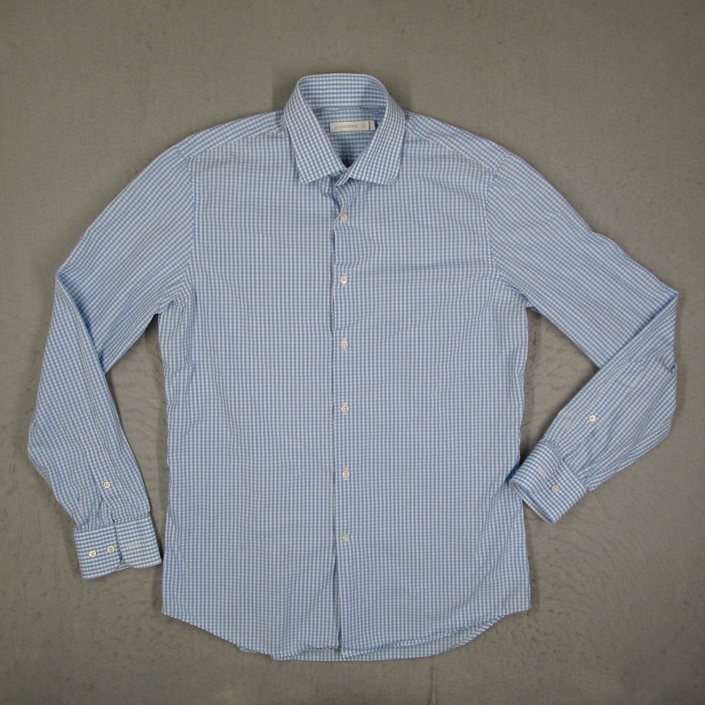 J.Lindeberg Mens Gingham Button Down Shirt Blue White 15.75 40 Bankers Blues